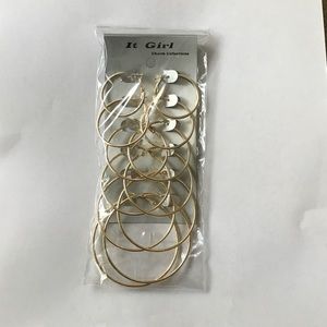 Metallic Hoop Earrings Set
